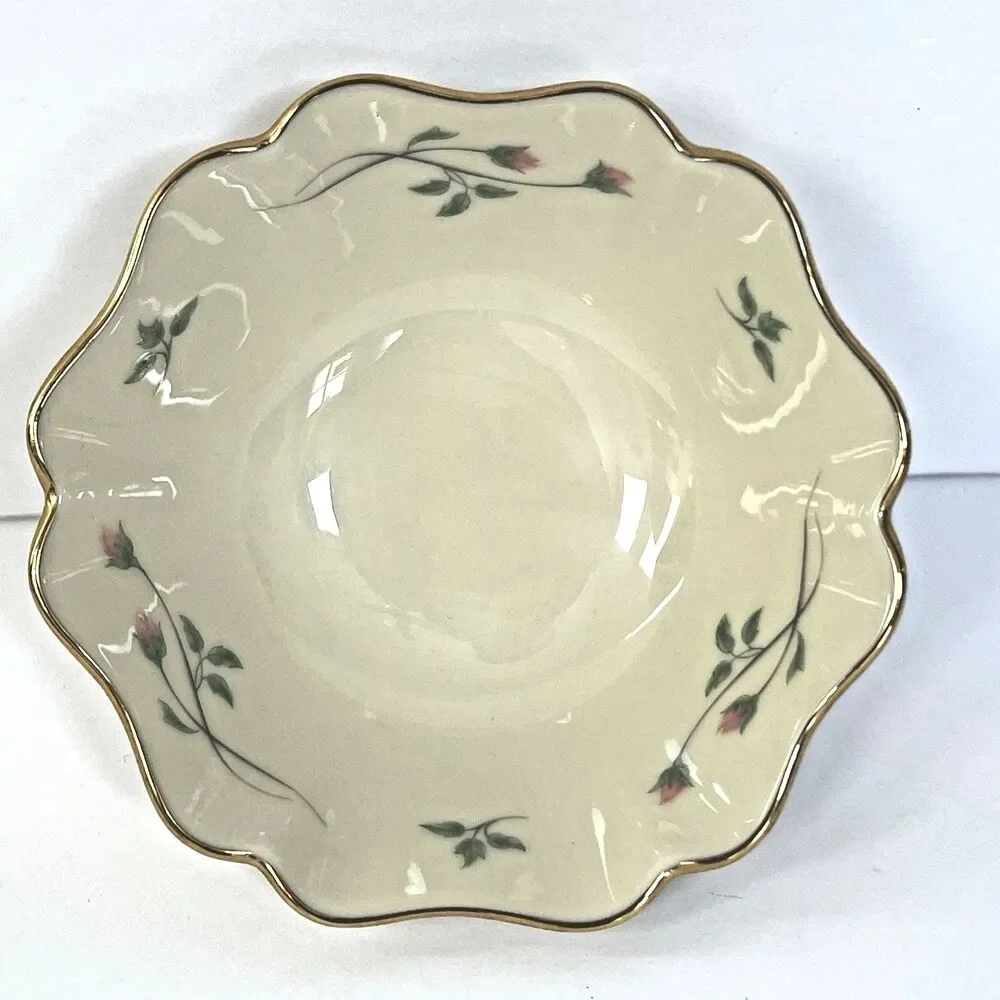 Lenox Rose Manor Bowl Dish Trinket Scalloped Gold Trim Ivory China USA 5.75
